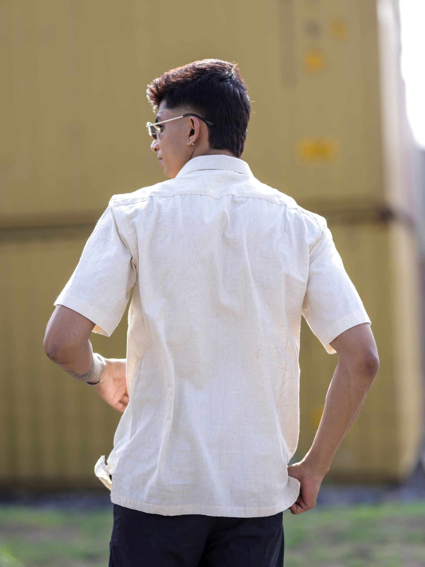 Stylish Cream Khadi Cotton Linen Shirt for Men | Fashion Embroidery