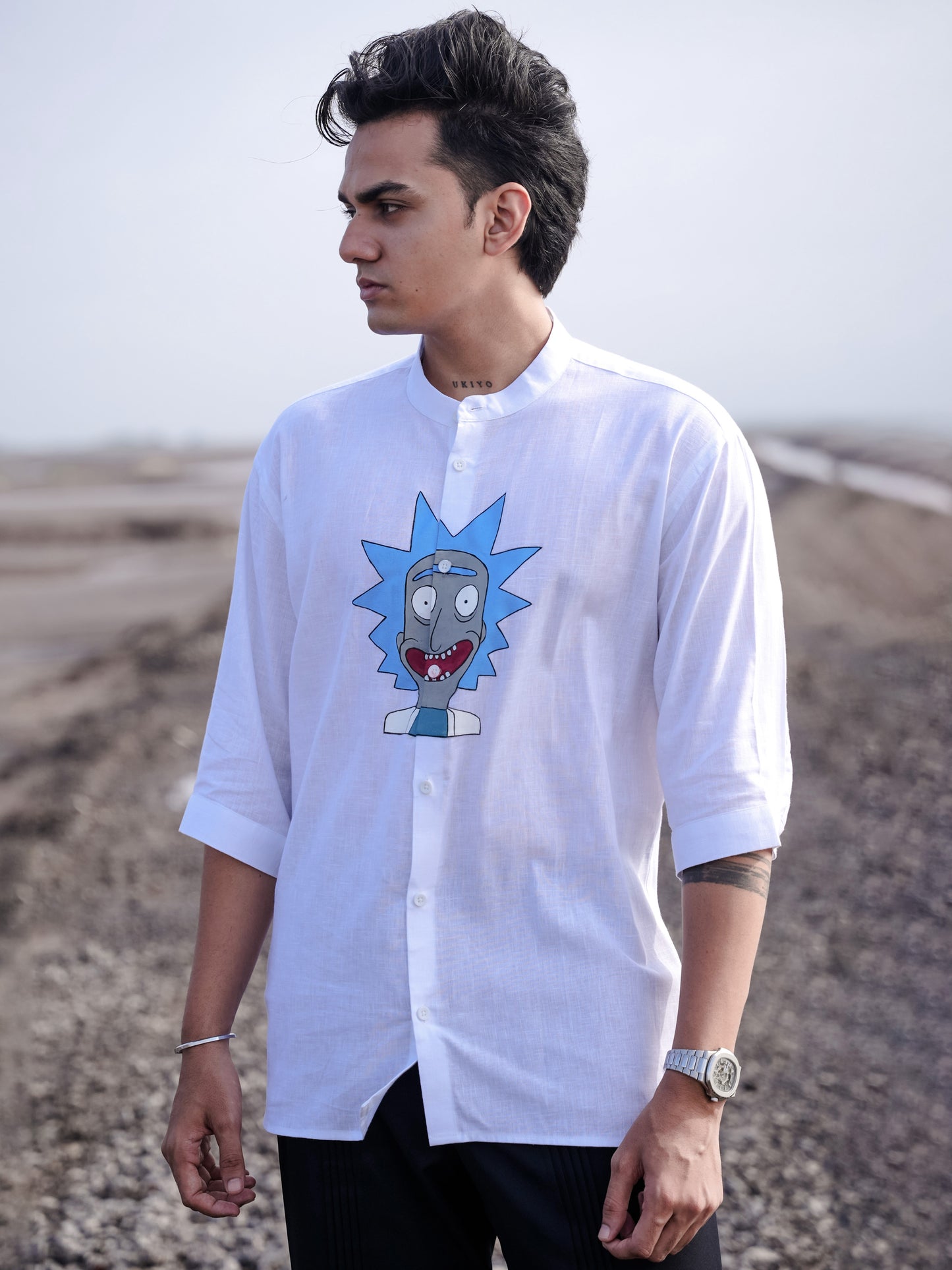 Stylish White Shirt for Men | Trendy Hand Paint Shirt Cotton Linen