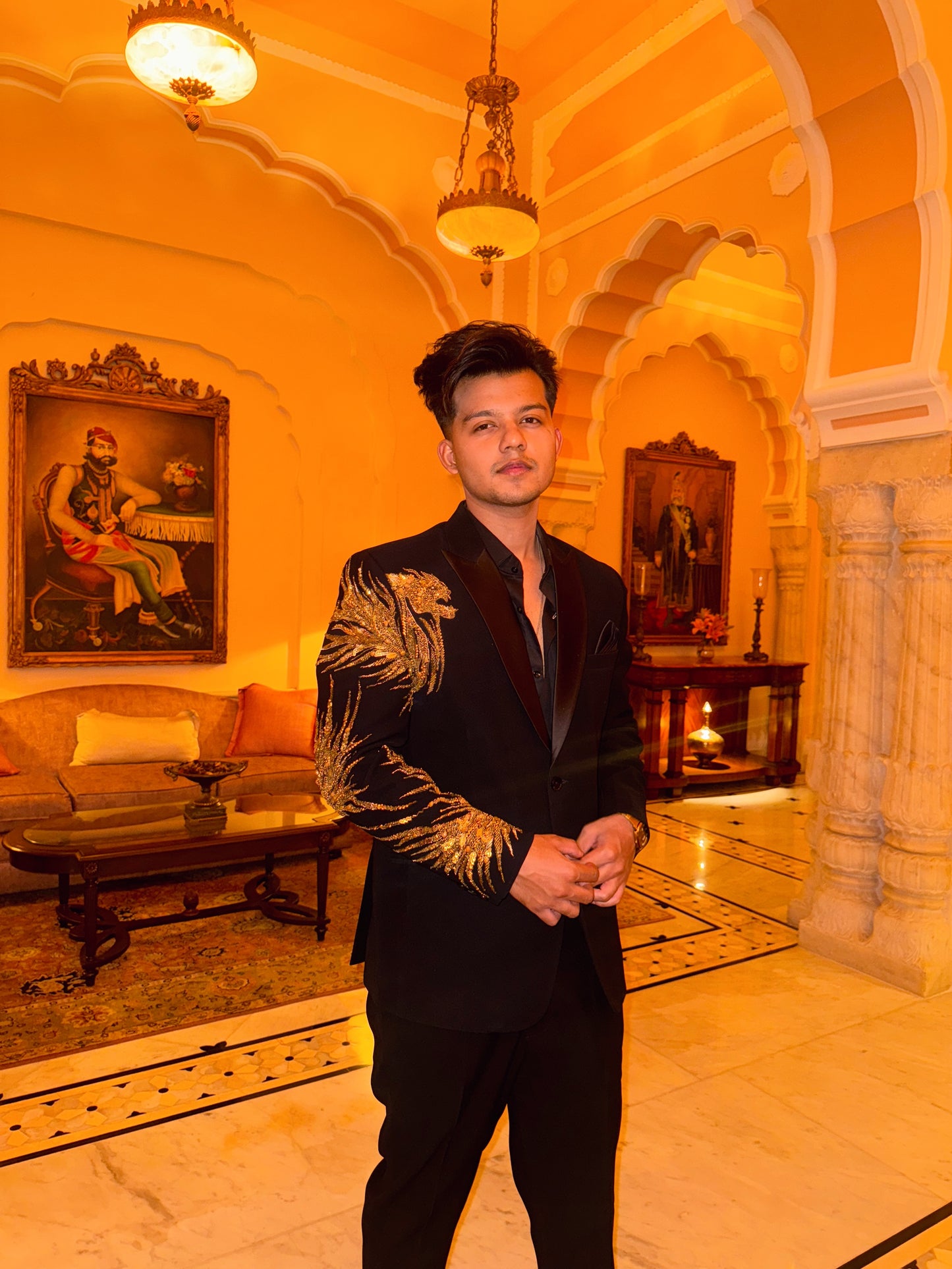 Black Hand Embroidery Tuxedo