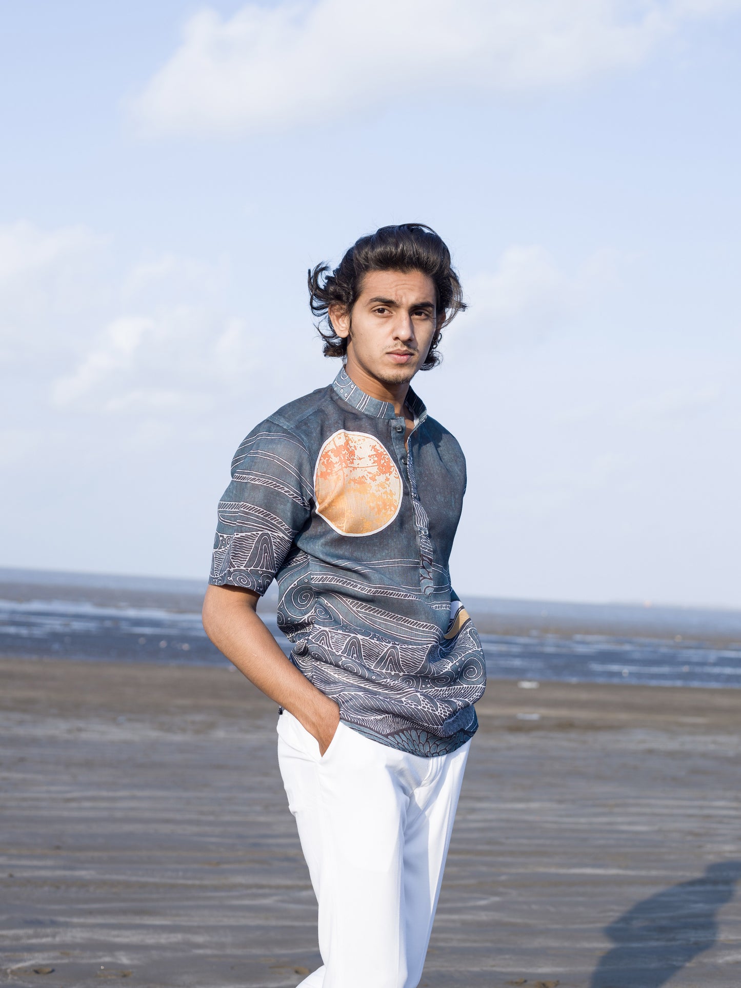 Coastal-Inspired Men's Shirt Printed Nautical Motifs – Beachwear Style 2025