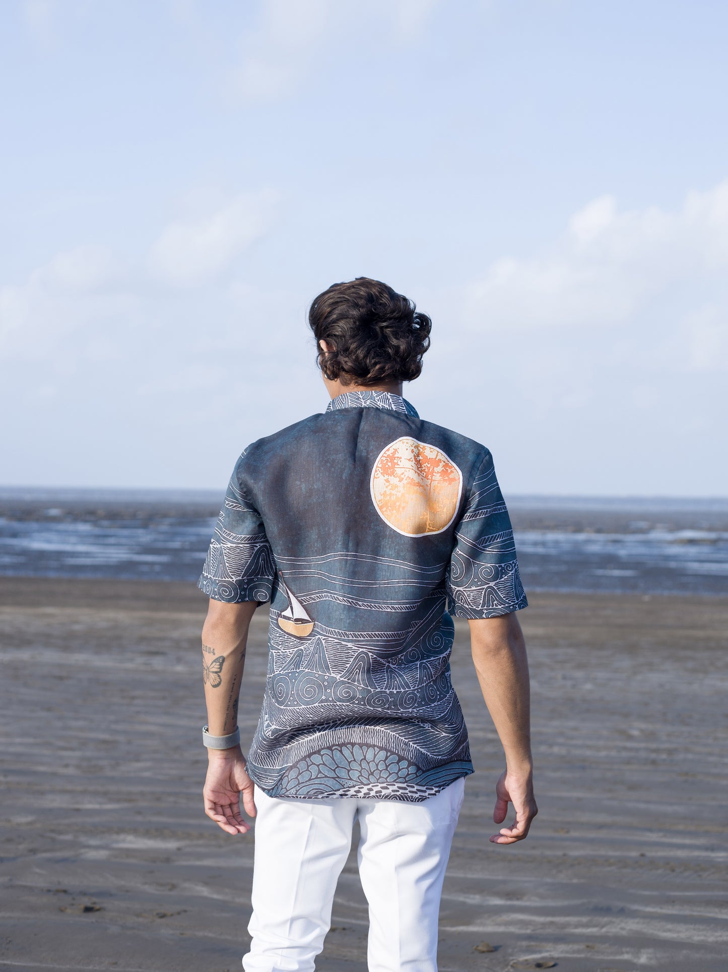 Coastal-Inspired Men's Shirt Printed Nautical Motifs – Beachwear Style 2025