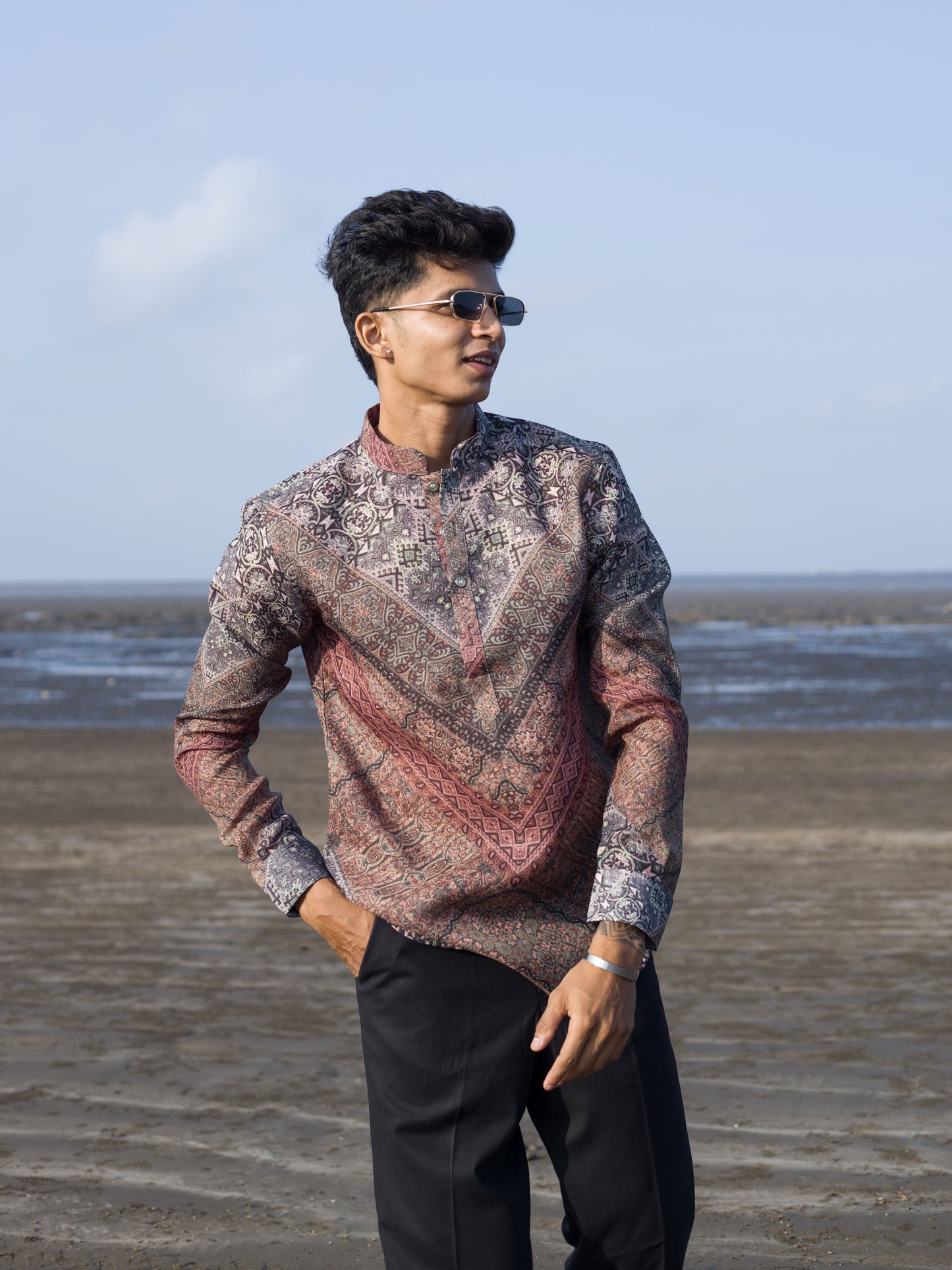 Modern Ethnic Wear Stylish Printed Shirt for Men