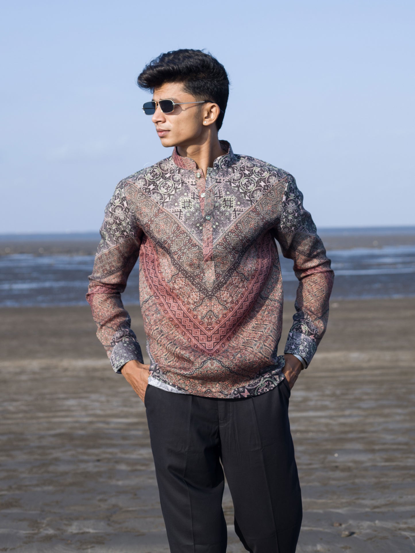 Modern Ethnic Wear Stylish Printed Shirt for Men