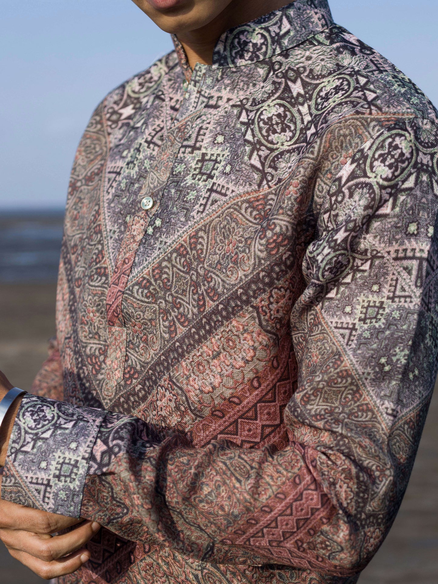 Modern Ethnic Wear Stylish Printed Shirt for Men