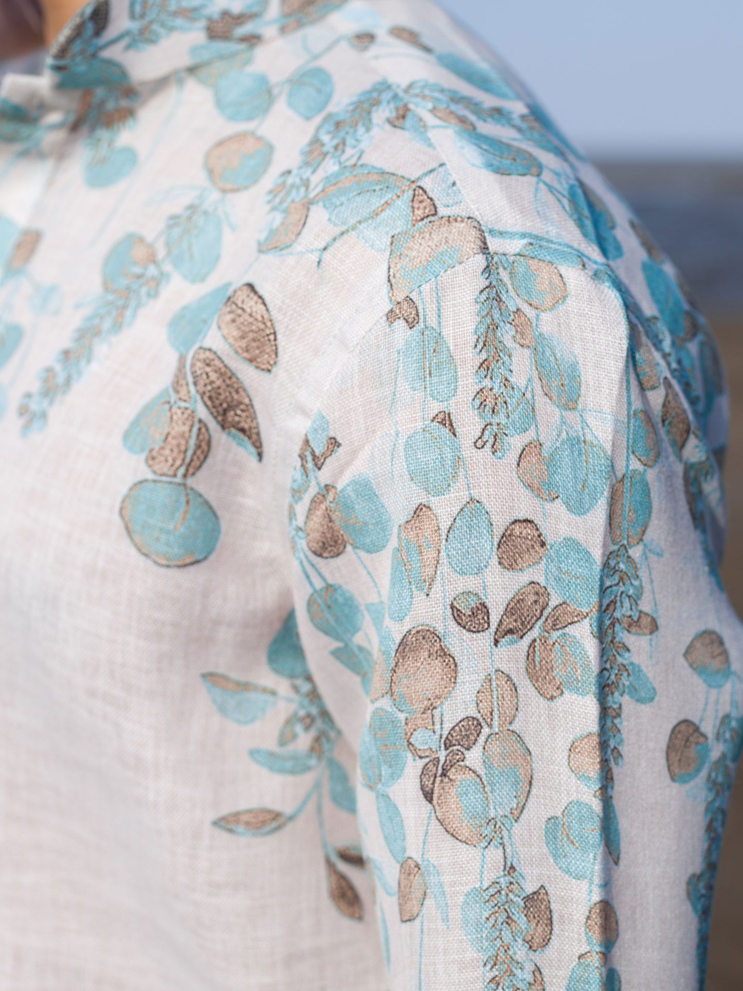 Cream Floral Print Beachwear Linen Shirt – Lightweight & Stylish Summer Wear