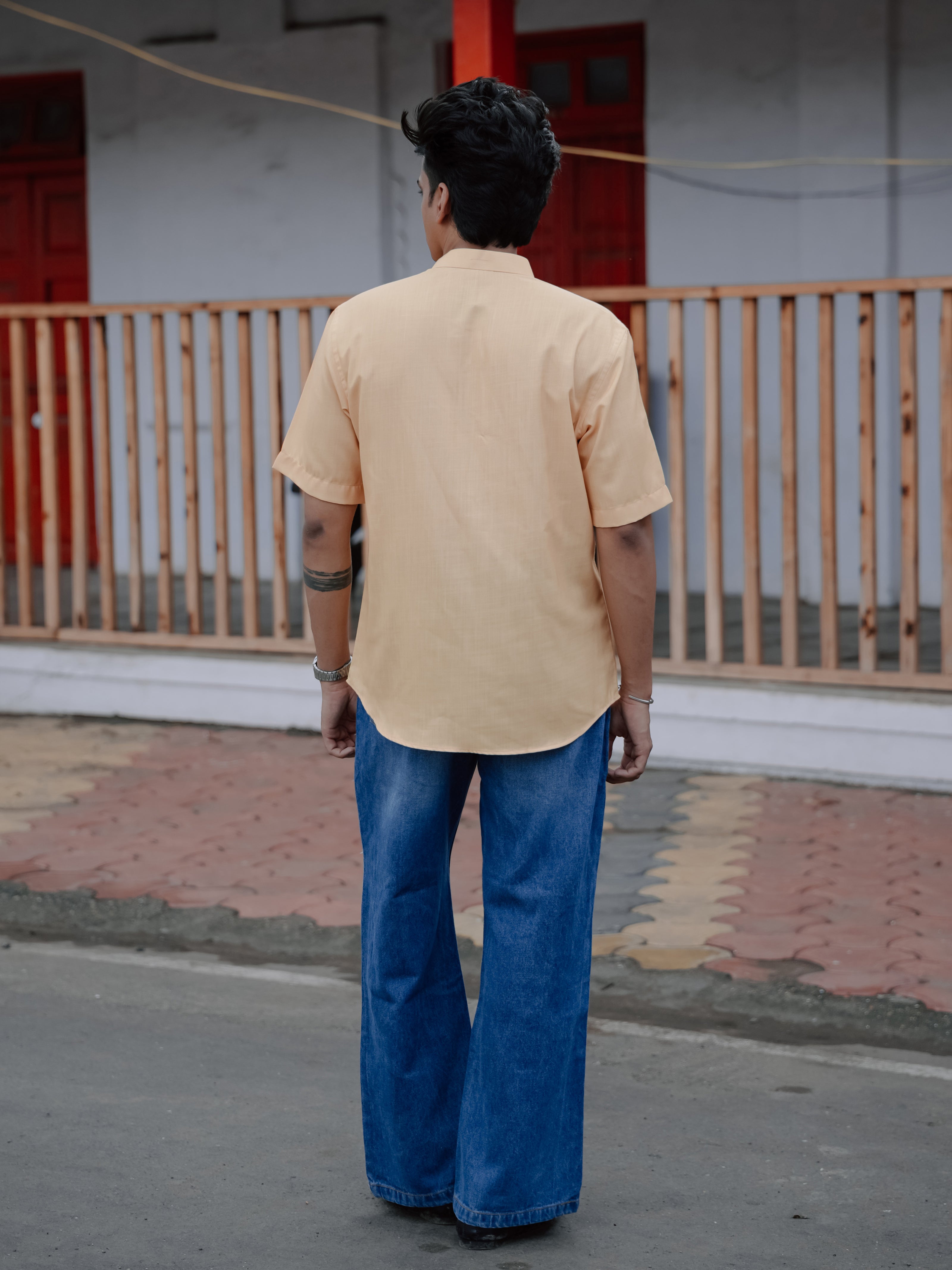 Modern Men’s Street Style: Graphic Short Shirt Kurta in Cotton Linen