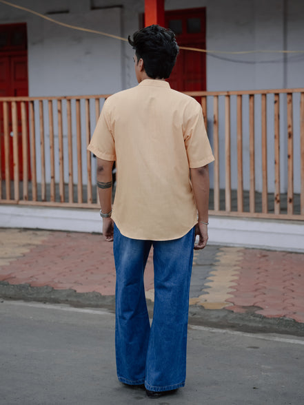 Modern Men’s Street Style: Graphic Short Shirt Kurta in Cotton Linen