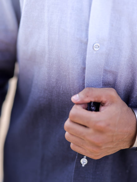 White Grey Cotton Linen Ombre Shirt for Men – Trending Casual Wear