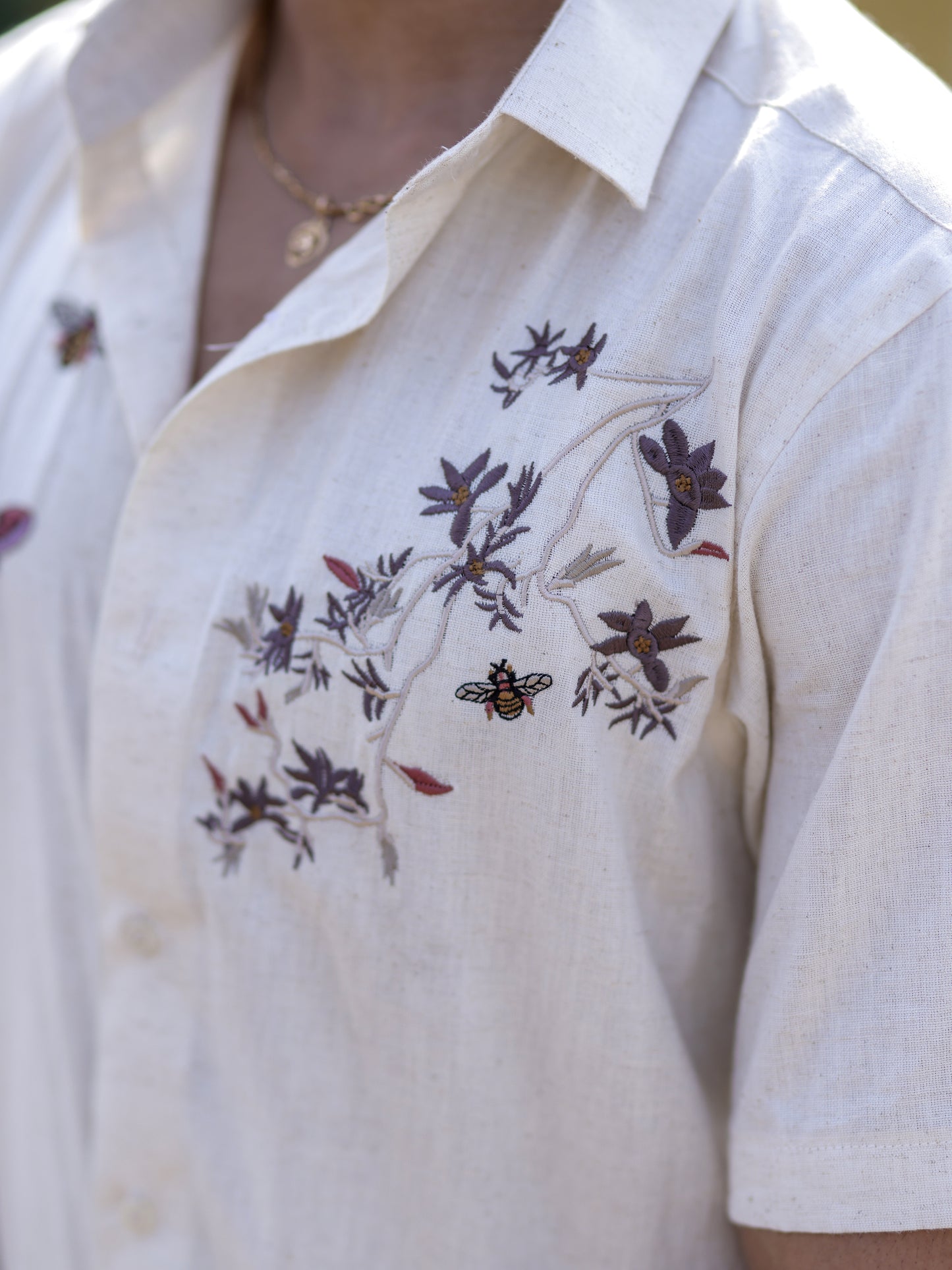 Stylish Cream Khadi Cotton Linen Shirt for Men | Fashion Embroidery