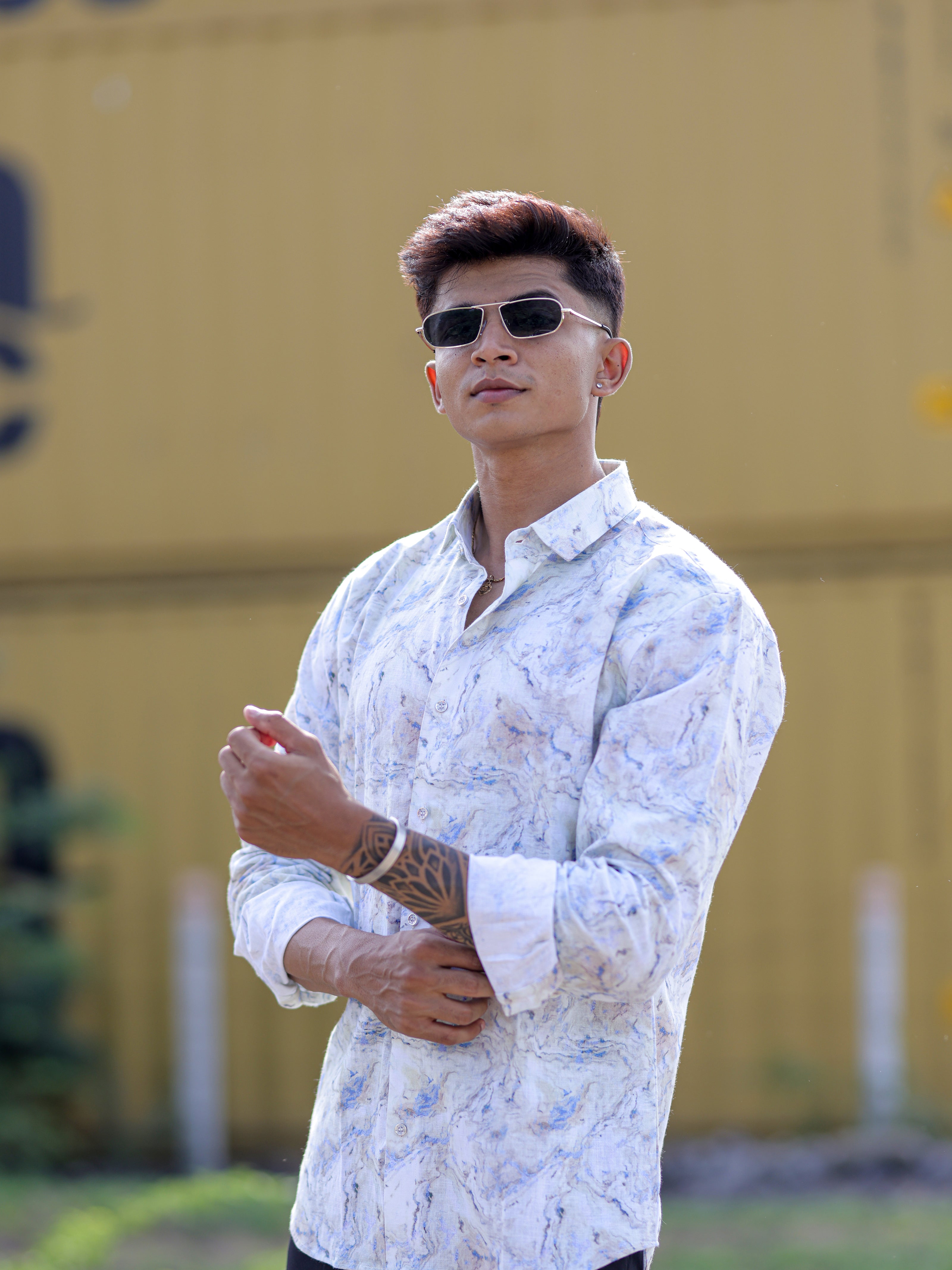 Light Green Cotton Linen Shirt for Men | Marble Print Trending Fashion Shirt for Men