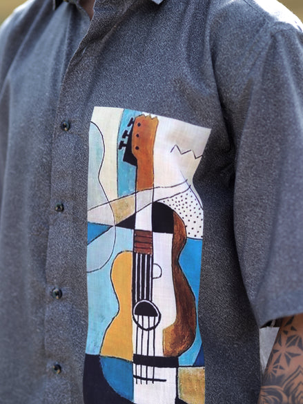 Urban Vibe Men: Grey Cotton Linen Printed Shirt Trendy Streetwear & Bold Styles