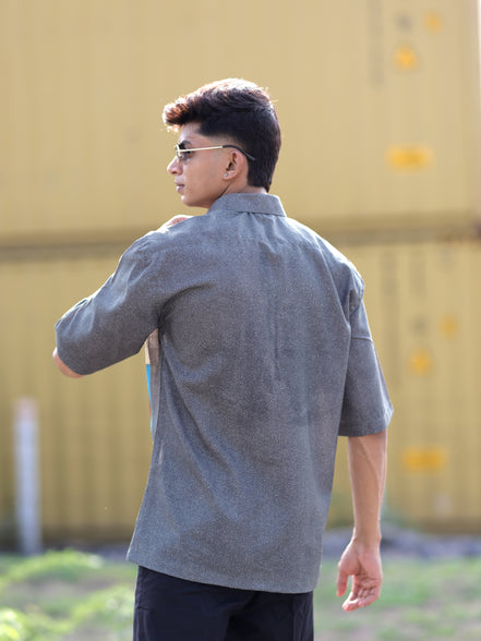 Urban Vibe Men: Grey Cotton Linen Printed Shirt Trendy Streetwear & Bold Styles