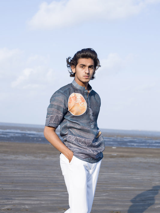 Coastal-Inspired Men's Shirt Printed Nautical Motifs – Beachwear Style 2025