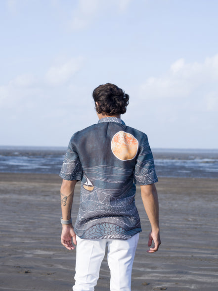 Coastal-Inspired Men's Shirt Printed Nautical Motifs – Beachwear Style 2025
