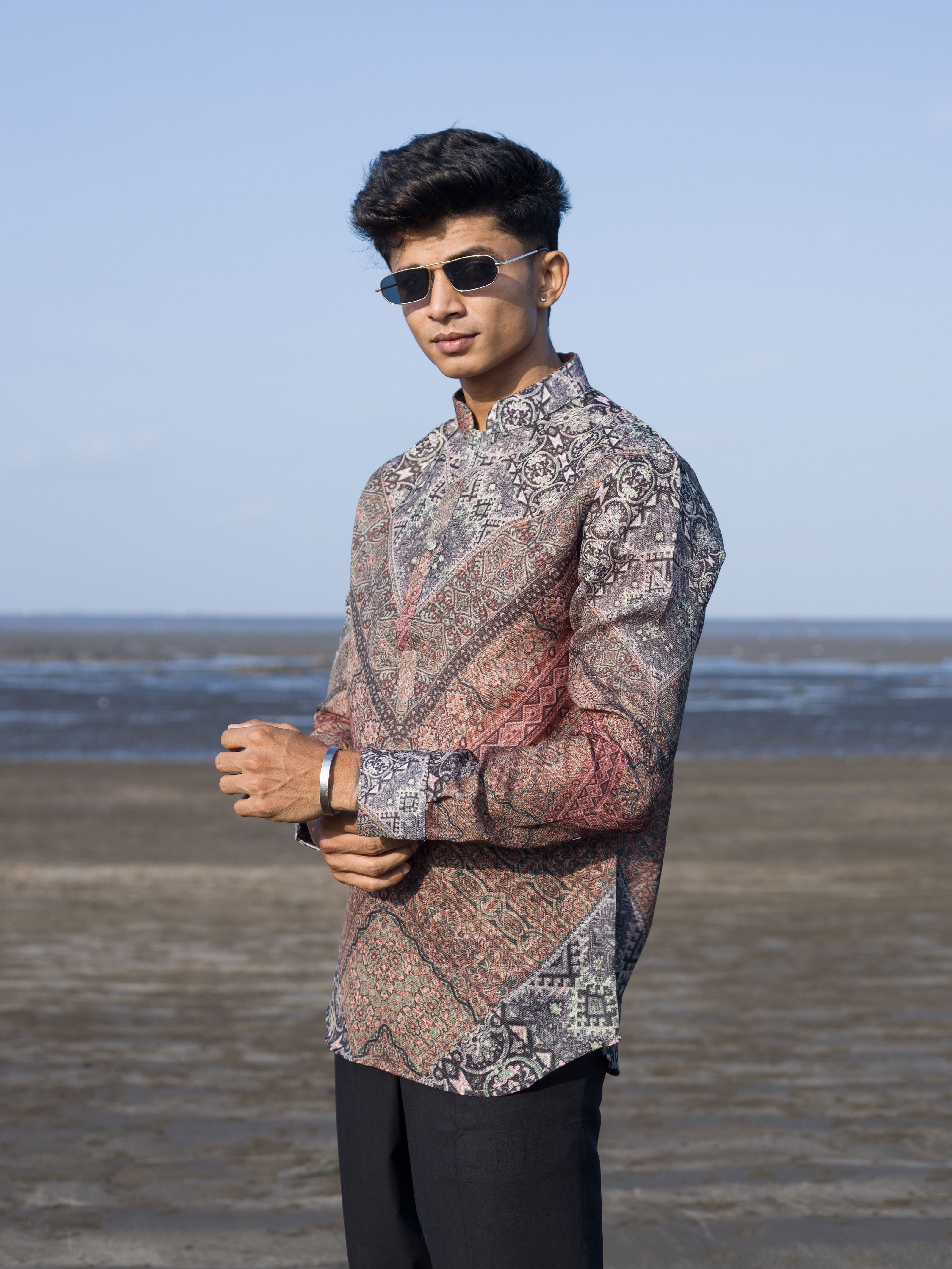 Modern Ethnic Wear Stylish Printed Shirt for Men
