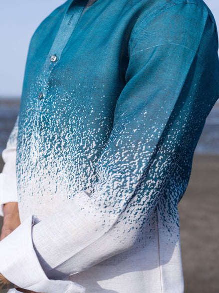 Stylish Ombre Blue Shirt for Men – Perfect Beachwear Elegance