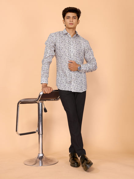 Floral Print Full Sleeve Linen Shirt – Elegant & Comfortable Summer Style