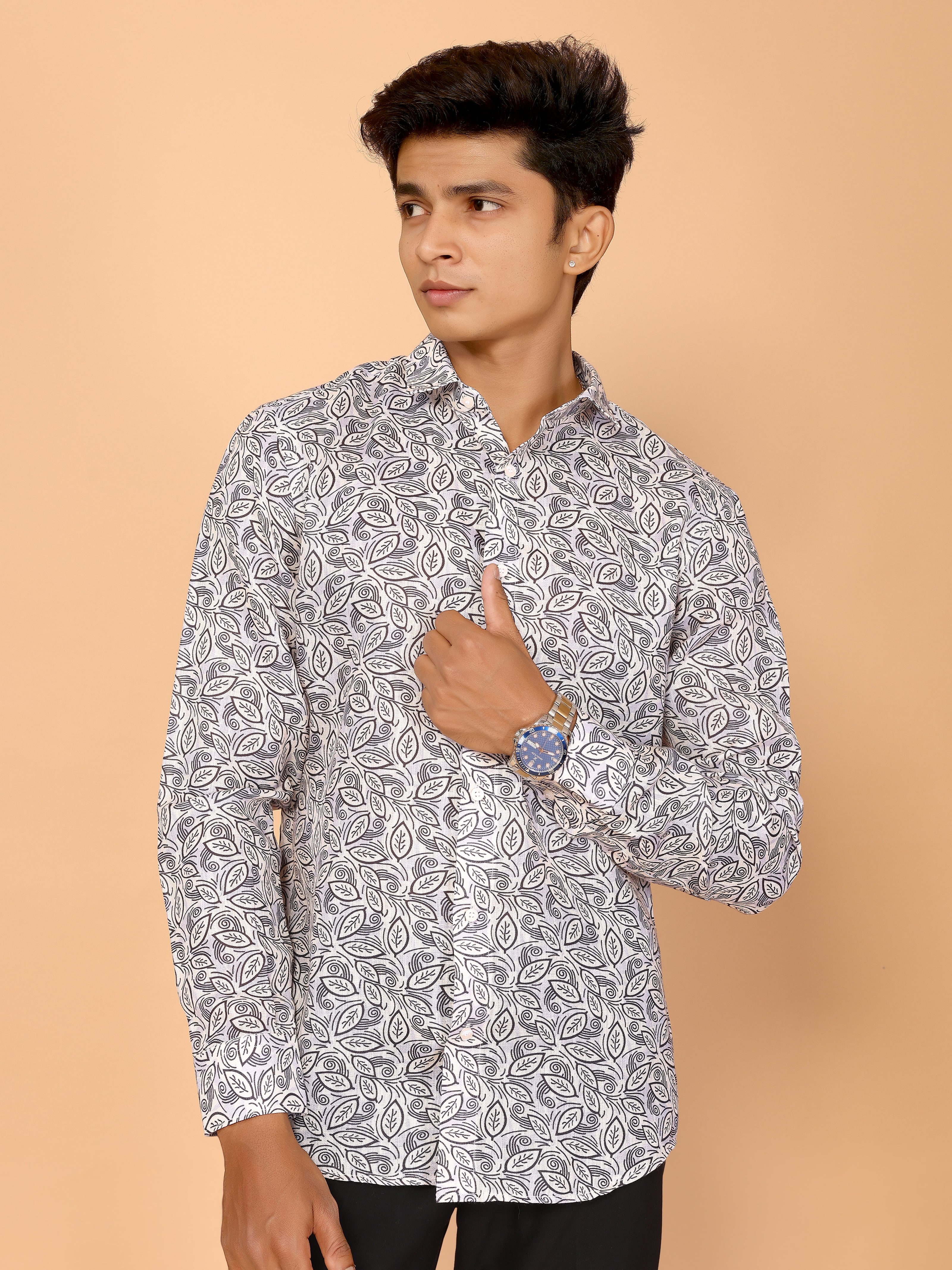 Floral Print Full Sleeve Linen Shirt – Elegant & Comfortable Summer Style