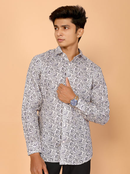 Floral Print Full Sleeve Linen Shirt – Elegant & Comfortable Summer Style