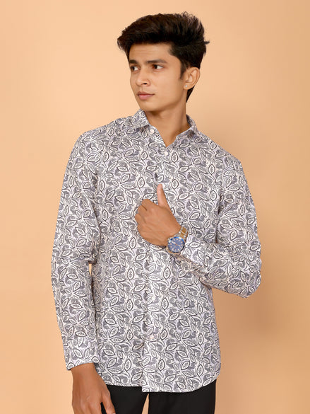 Floral Print Full Sleeve Linen Shirt – Elegant & Comfortable Summer Style