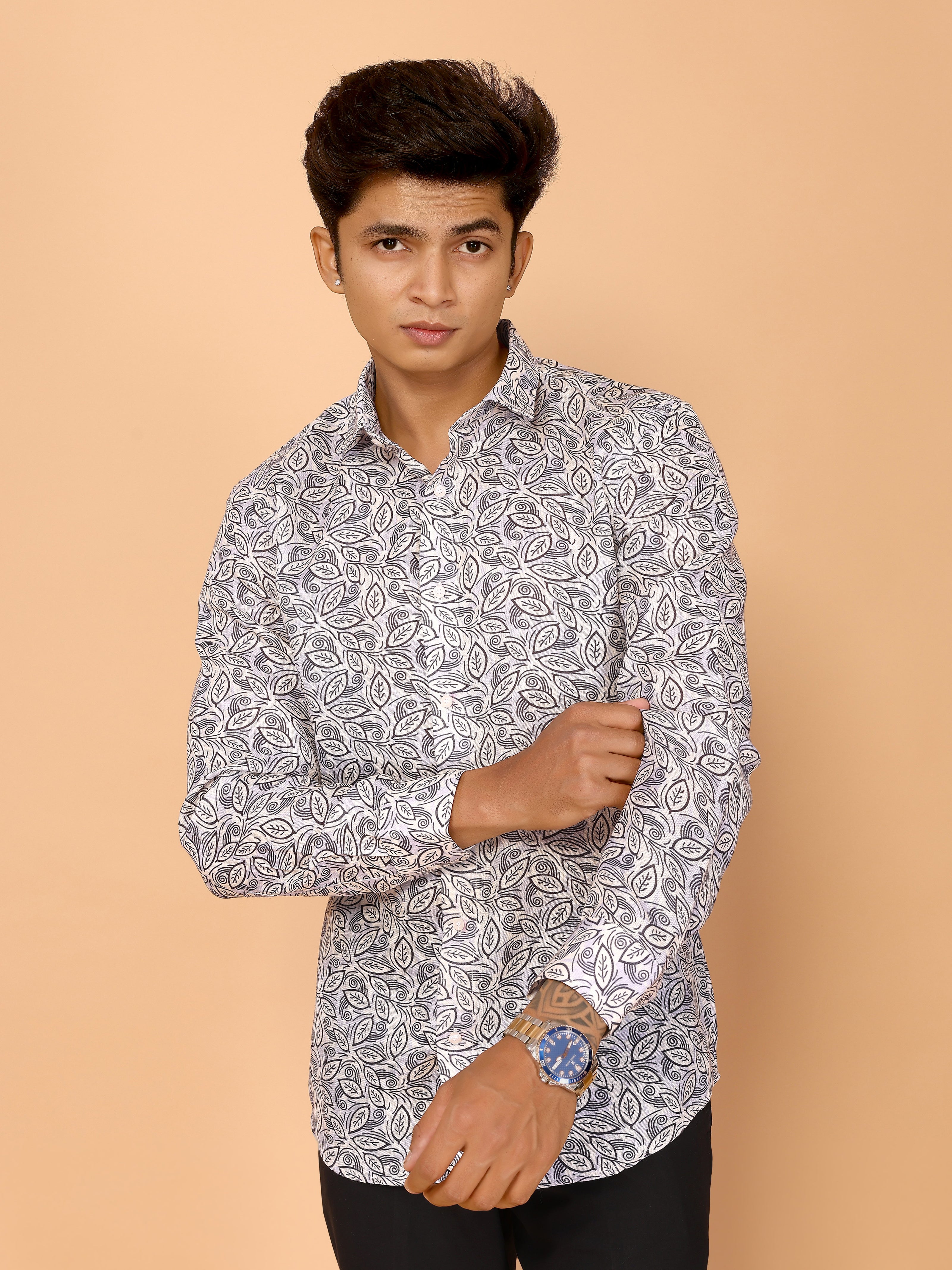 Floral Print Full Sleeve Linen Shirt – Elegant & Comfortable Summer Style
