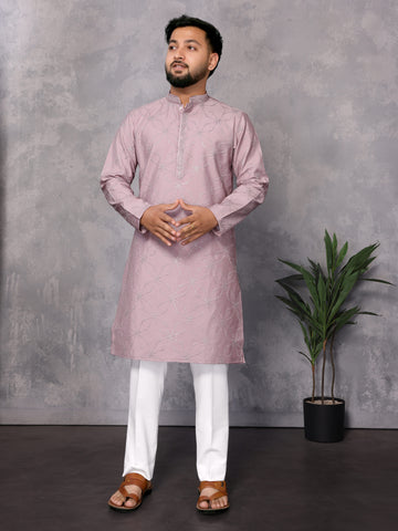 Light Purple Embroidery Work Kurta Pyjama