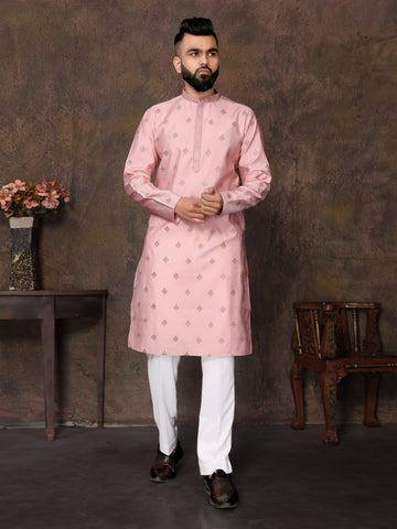 Pink Embroidery Work Kurta