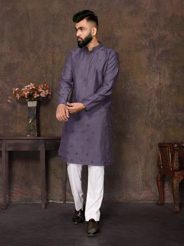 Purple Embroidery Work Kurta Pyjama